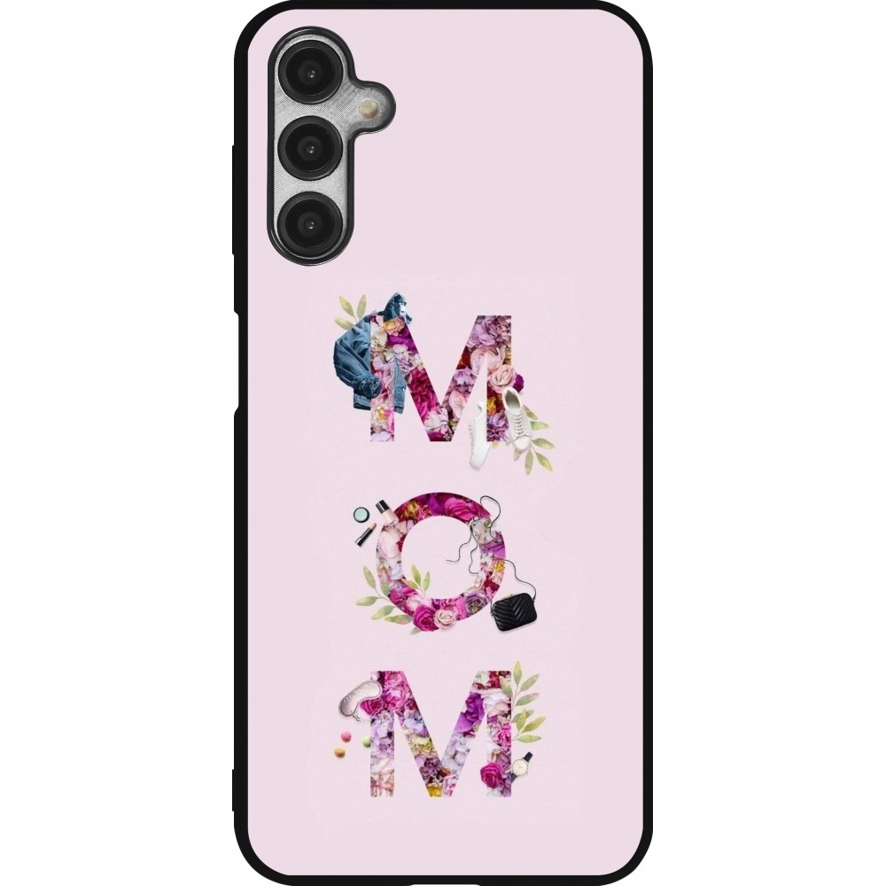 Coque Samsung Galaxy A14 5G - Silicone rigide noir Mom 2024 girly mom