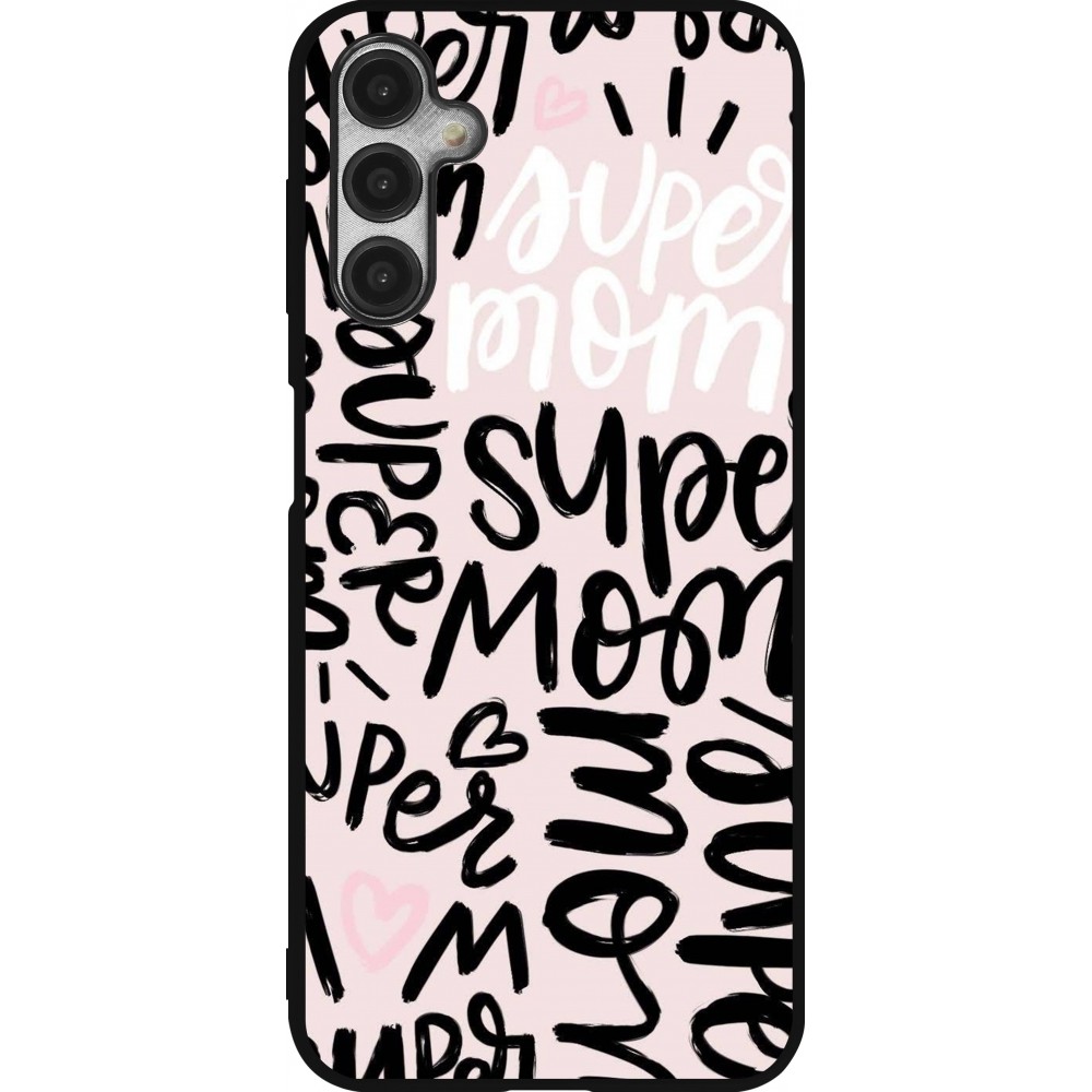 Coque Samsung Galaxy A14 5G - Silicone rigide noir Mom 2024 Super mom