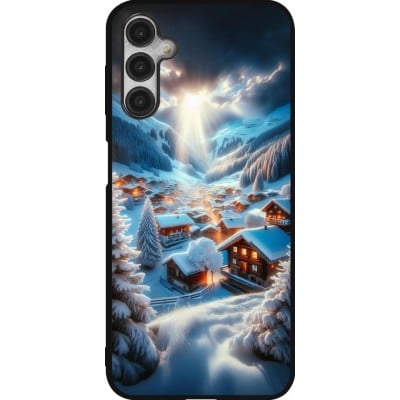 Coque Samsung Galaxy A14 5G - Silicone rigide noir Mont Neige Lumière