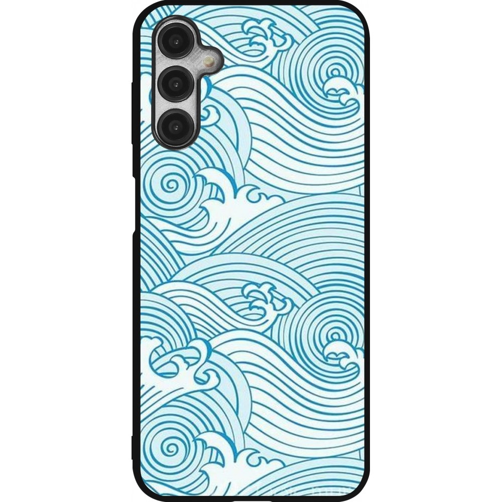 Coque Samsung Galaxy A14 5G - Silicone rigide noir Ocean Waves