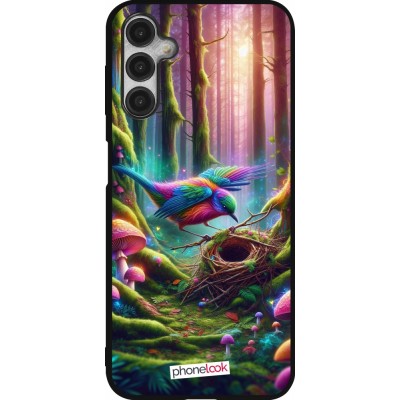 Coque Samsung Galaxy A14 5G - Silicone rigide noir Oiseau Nid Forêt