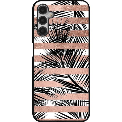 Coque Samsung Galaxy A14 5G - Silicone rigide noir Palm trees gold stripes