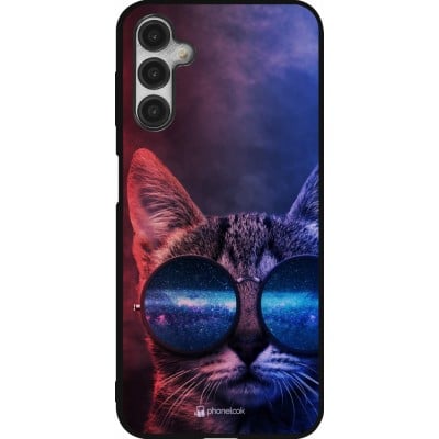 Coque Samsung Galaxy A14 5G - Silicone rigide noir Red Blue Cat Glasses