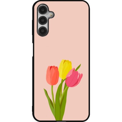 Coque Samsung Galaxy A14 5G - Silicone rigide noir Spring 23 tulip trio