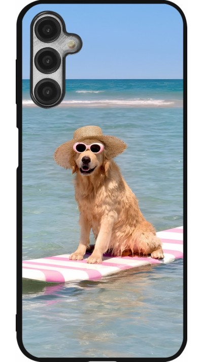 Coque Samsung Galaxy A14 5G - Silicone rigide noir Summer Dog on Paddle