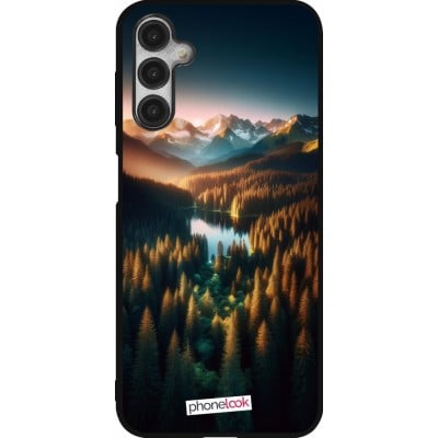 Coque Samsung Galaxy A14 5G - Silicone rigide noir Sunset Forest Lake