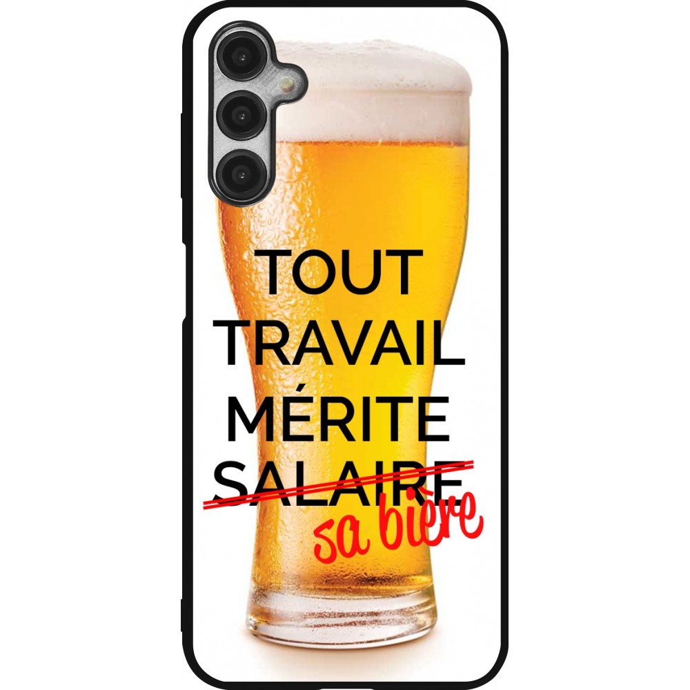 Coque Samsung Galaxy A14 5G - Silicone rigide noir Tout travail mérite sa bière