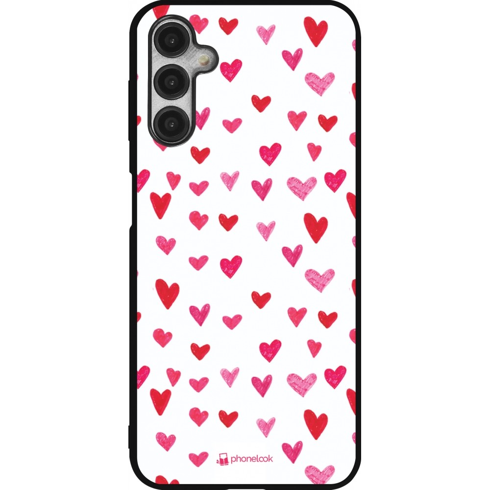 Coque Samsung Galaxy A14 5G - Silicone rigide noir Valentine 2022 Many pink hearts