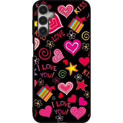 Coque Samsung Galaxy A14 5G - Silicone rigide noir Valentine 2023 love symbols