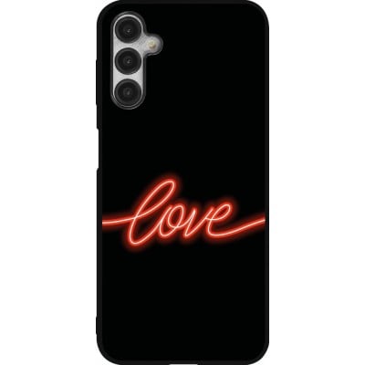 Coque Samsung Galaxy A14 5G - Silicone rigide noir Valentine 2023 neon love