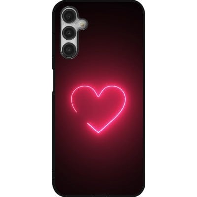 Coque Samsung Galaxy A14 5G - Silicone rigide noir Valentine 2023 single neon heart