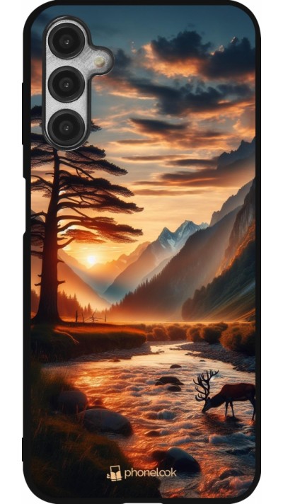 Coque Samsung Galaxy A14 5G - Silicone rigide noir Valley Sunset Deer Tree