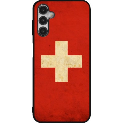 Coque Samsung Galaxy A14 5G - Silicone rigide noir Vintage Flag SWISS