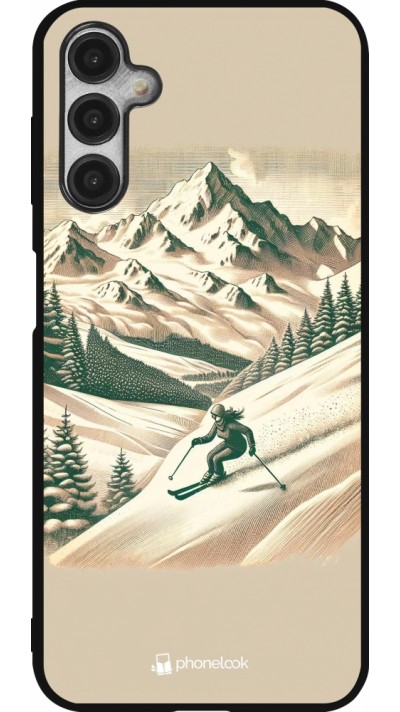 Coque Samsung Galaxy A14 5G - Silicone rigide noir Vintage Ski Mountain