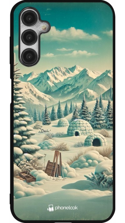 Coque Samsung Galaxy A14 5G - Silicone rigide noir Vintage Snowy Mountain Igloo