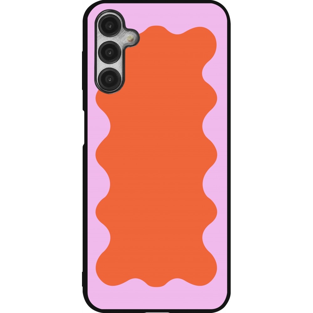 Coque Samsung Galaxy A14 5G - Silicone rigide noir Wavy Rectangle Orange Pink