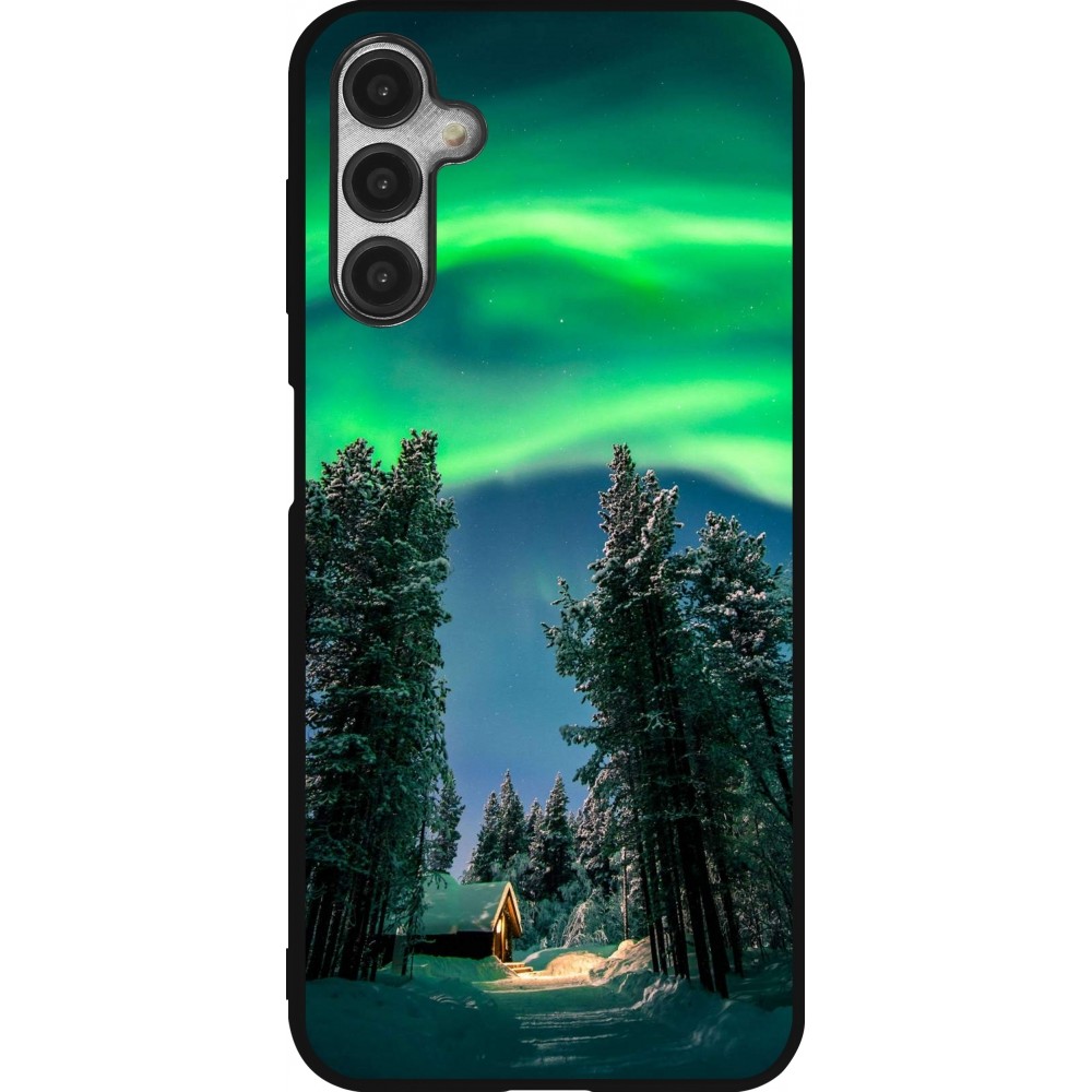 Coque Samsung Galaxy A14 5G - Silicone rigide noir Winter 22 Northern Lights