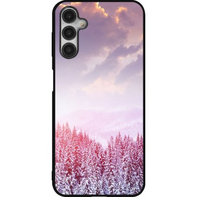 Coque Samsung Galaxy A14 5G - Silicone rigide noir Winter 22 Pink Forest