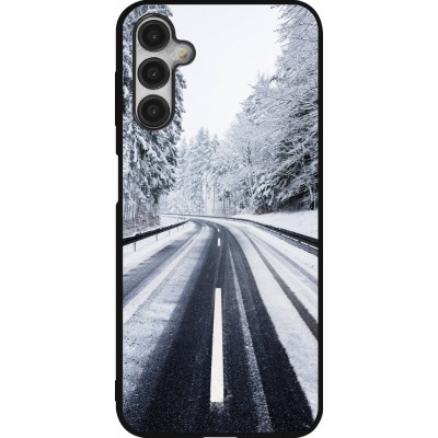 Coque Samsung Galaxy A14 5G - Silicone rigide noir Winter 22 Snowy Road