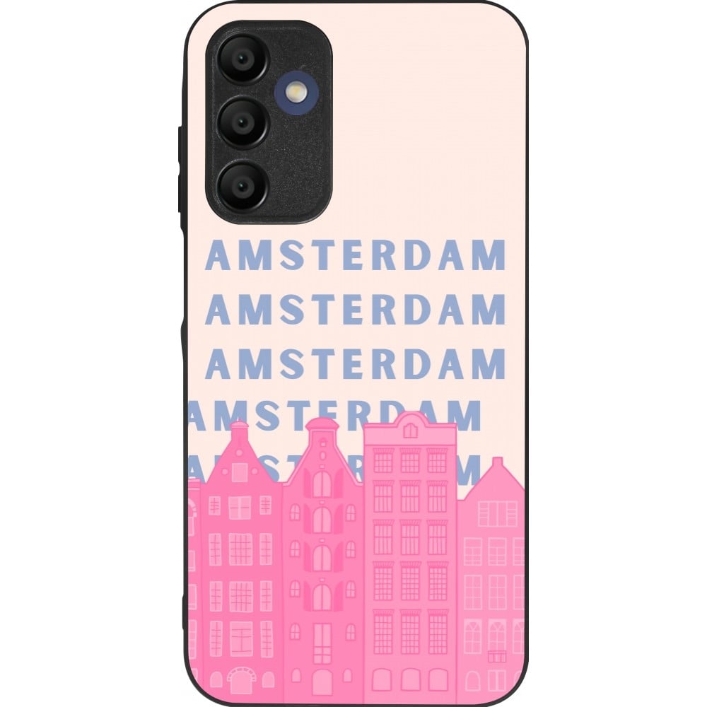 Coque Samsung Galaxy A15 - Silicone rigide noir Amsterdam Pink Print