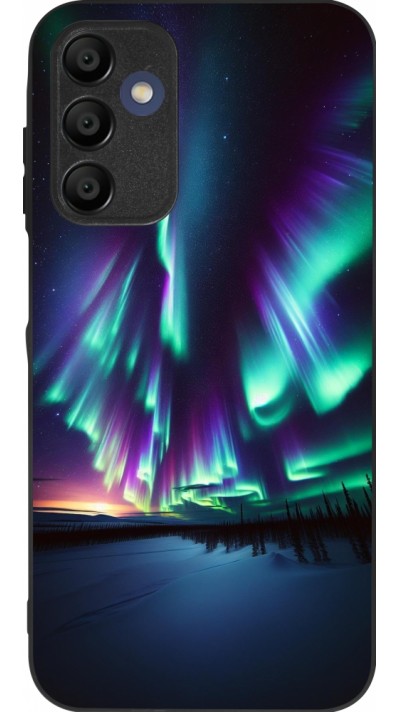 Coque Samsung Galaxy A15 - Silicone rigide noir Aurore Boréale Étincelante