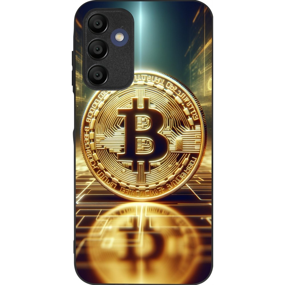 Coque Samsung Galaxy A15 - Silicone rigide noir Bitcoin Standing