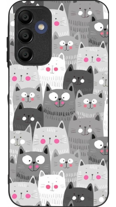 Coque Samsung Galaxy A15 - Silicone rigide noir Chats gris troupeau