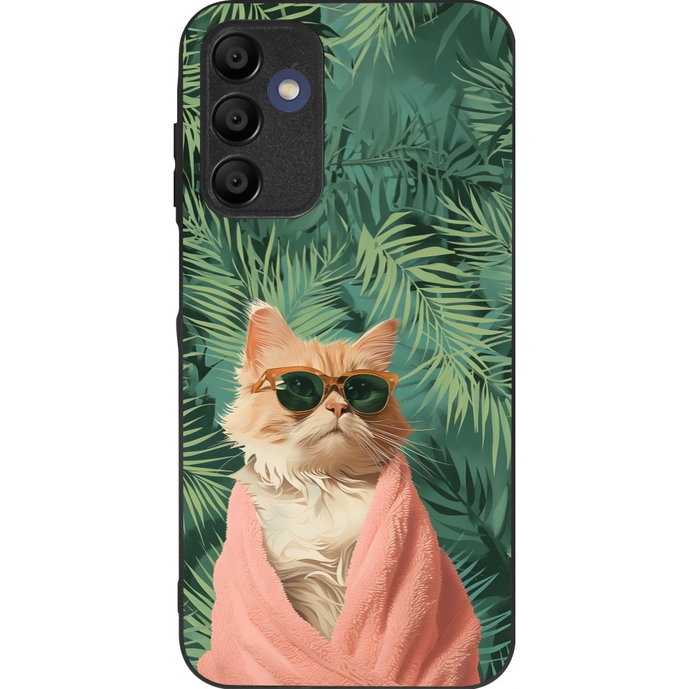 Coque Samsung Galaxy A15 - Silicone rigide noir Cat Summer Palms