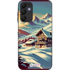 Coque Samsung Galaxy A15 - Silicone rigide noir Chalet montagne enneigée