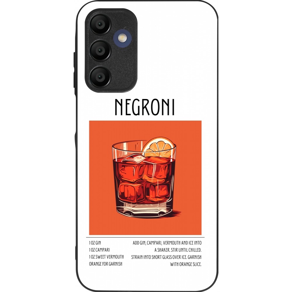 Coque Samsung Galaxy A15 - Silicone rigide noir Cocktail recette Negroni