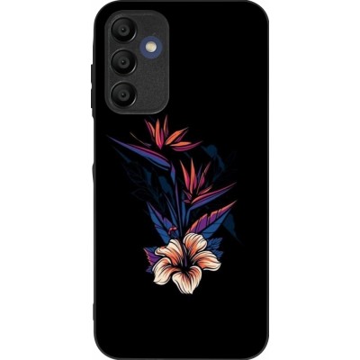 Coque Samsung Galaxy A15 - Silicone rigide noir Dark Flowers