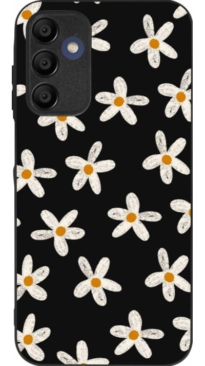 Coque Samsung Galaxy A15 - Silicone rigide noir Easter 2024 white on black flower