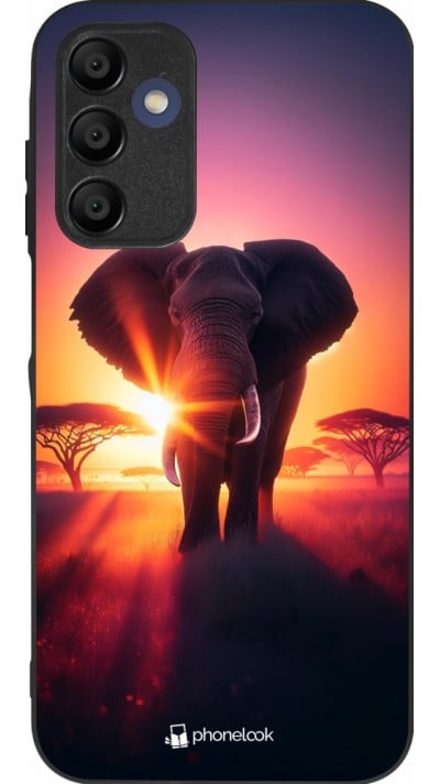 Coque Samsung Galaxy A15 - Silicone rigide noir Elephant Sunrise Beauty