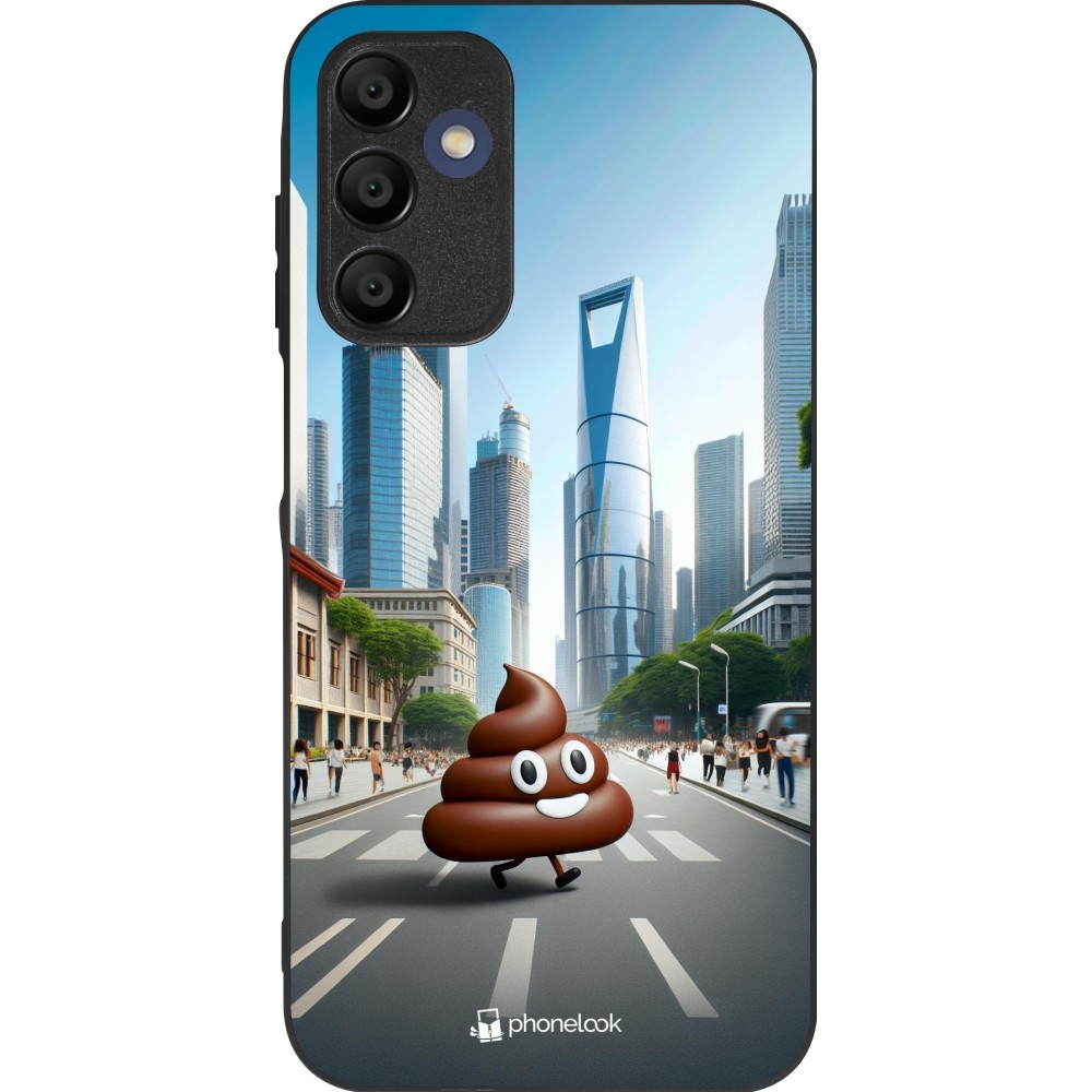 Coque Samsung Galaxy A15 - Silicone rigide noir Emoji Caca walk