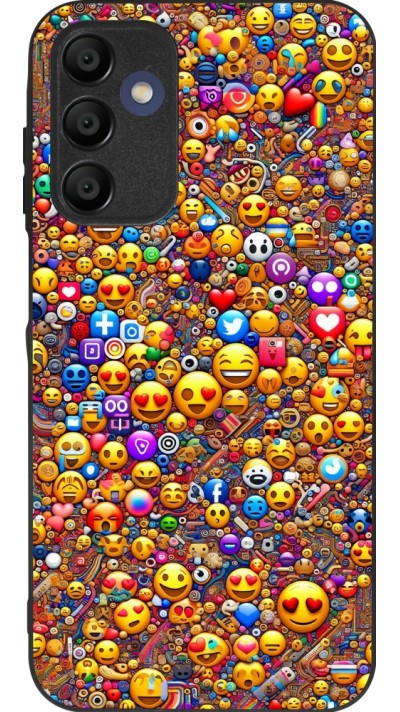 Coque Samsung Galaxy A15 - Silicone rigide noir Emoji mixed