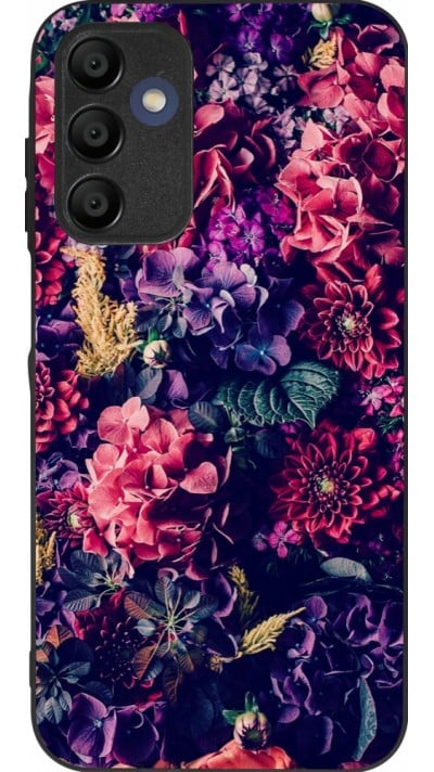 Coque Samsung Galaxy A15 - Silicone rigide noir Flowers Dark