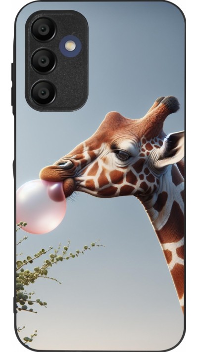 Coque Samsung Galaxy A15 - Silicone rigide noir Girafe à bulle