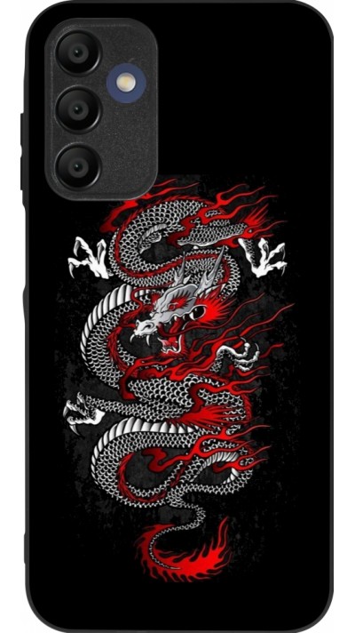 Coque Samsung Galaxy A15 - Silicone rigide noir Japanese style Dragon Tattoo Red Black