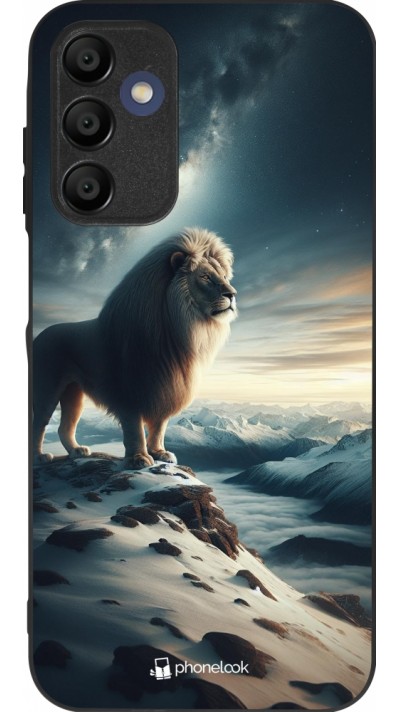 Coque Samsung Galaxy A15 - Silicone rigide noir Le lion blanc