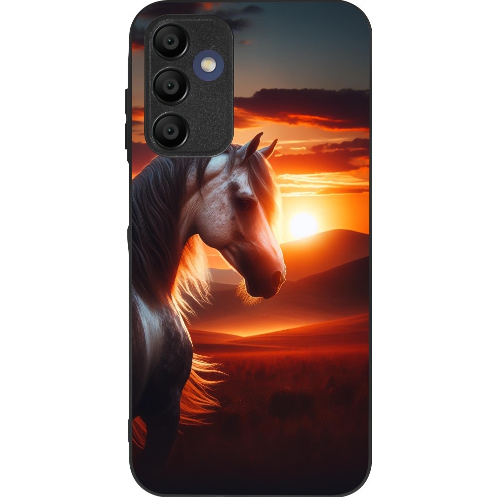 Coque Samsung Galaxy A15 - Silicone rigide noir Majestic Sunset Horse