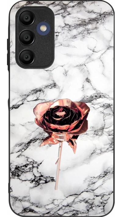 Coque Samsung Galaxy A15 - Silicone rigide noir Marble Rose Gold