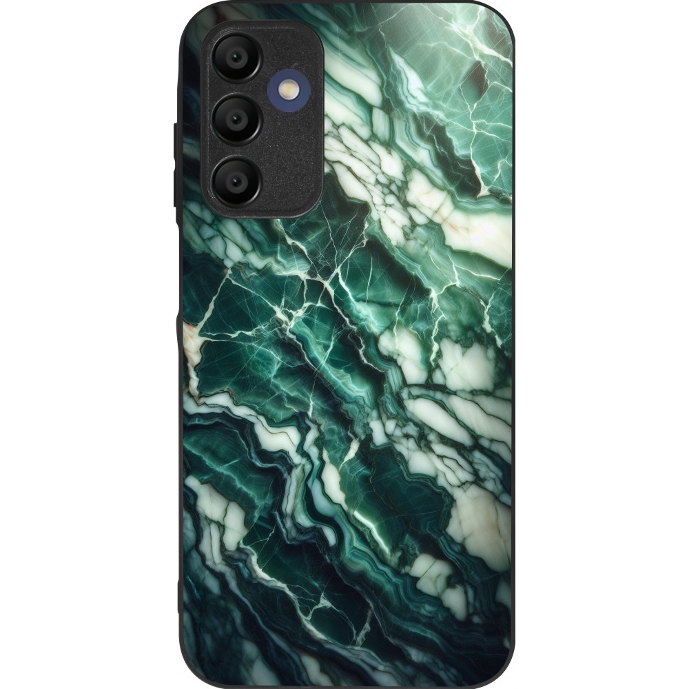 Coque Samsung Galaxy A15 - Silicone rigide noir Marbre vert majestueux