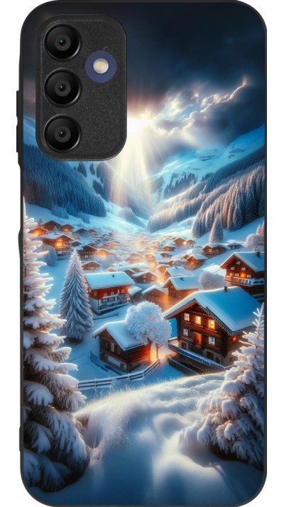 Coque Samsung Galaxy A15 - Silicone rigide noir Mont Neige Lumière