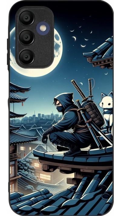 Coque Samsung Galaxy A15 - Silicone rigide noir Ninja sous la lune