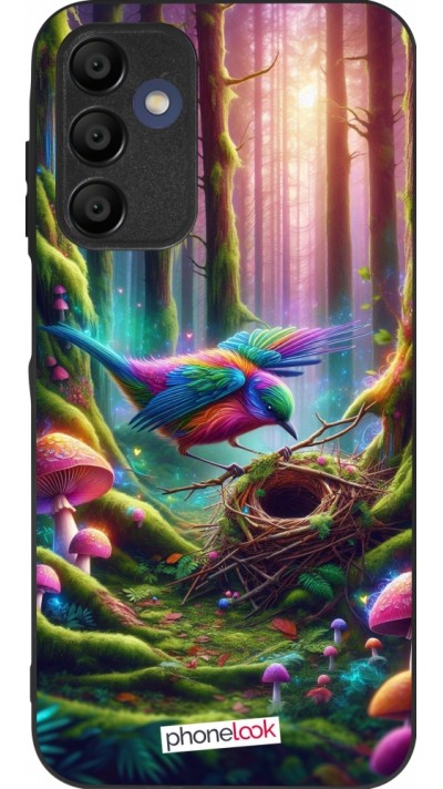 Coque Samsung Galaxy A15 - Silicone rigide noir Oiseau Nid Forêt