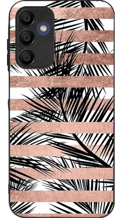 Coque Samsung Galaxy A15 - Silicone rigide noir Palm trees gold stripes