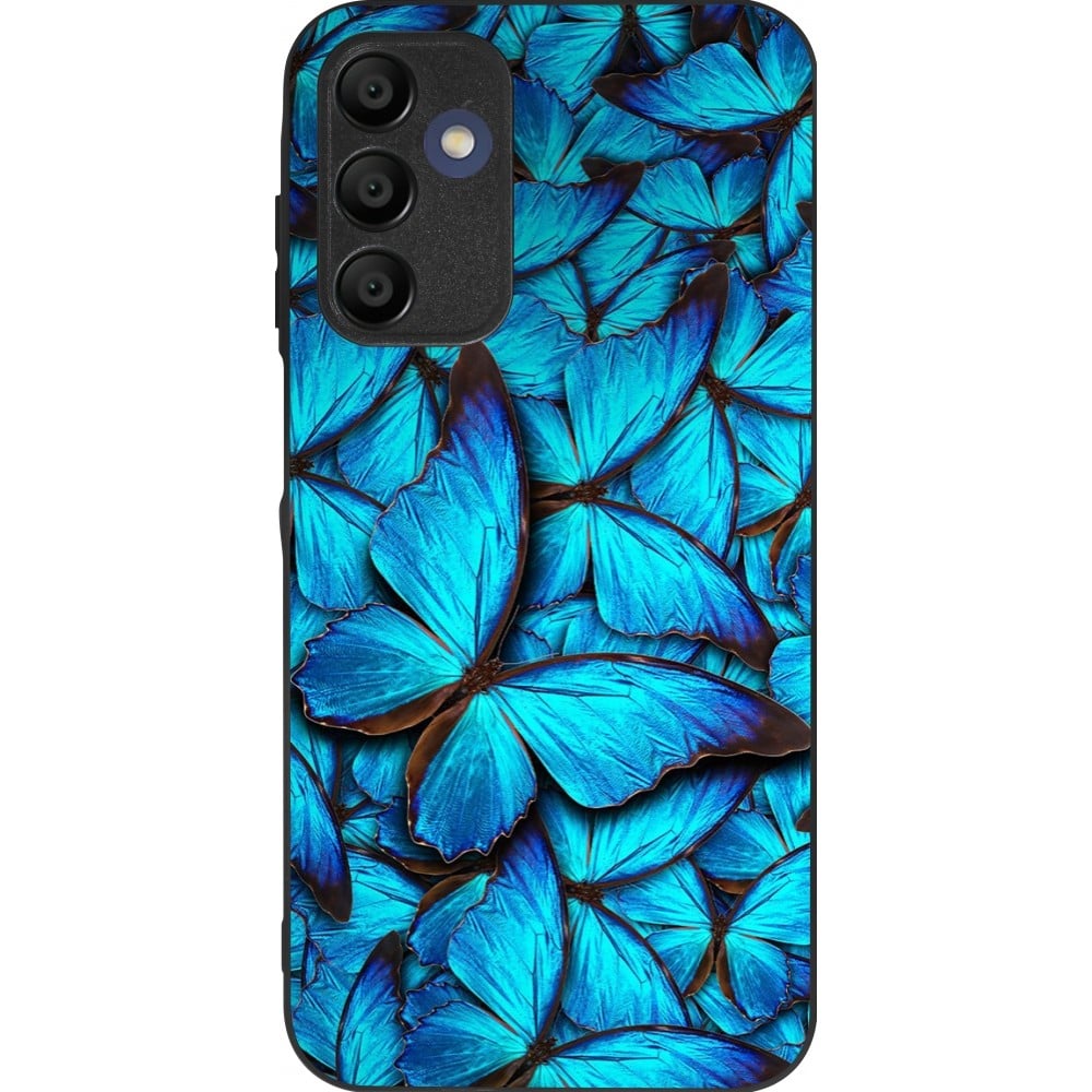 Coque Samsung Galaxy A15 - Silicone rigide noir Papillon bleu