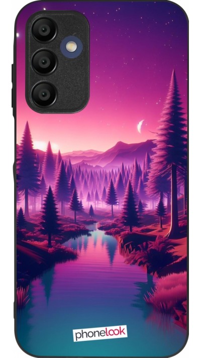 Coque Samsung Galaxy A15 - Silicone rigide noir Paysage Violet-Rose