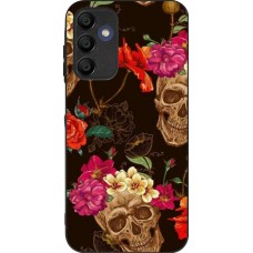 Coque Samsung Galaxy A15 - Silicone rigide noir Skulls and flowers