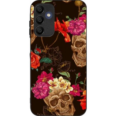 Coque Samsung Galaxy A15 - Silicone rigide noir Skulls and flowers